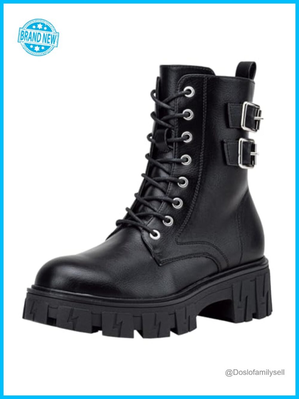 Vepose Women's Combat Boots Lace-Up Platform Ankle Booties Chunky Heel